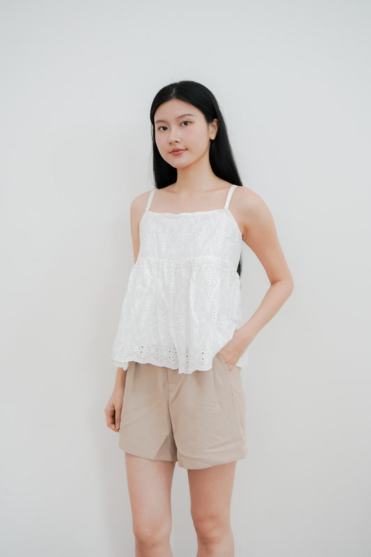 Liam white eyelet babydoll top