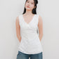 Lila White V-neck Eyelet top