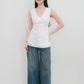Lila White V-neck Eyelet top