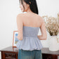 Arden Bubble Hem Ruched Tube Top (Pastel Blue)
