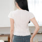 Luna White lace v-neck with ribbon