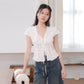 Luna White lace v-neck with ribbon