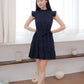 Sofia Flutter Ruffles Tiered Dress (Navy/ Black)