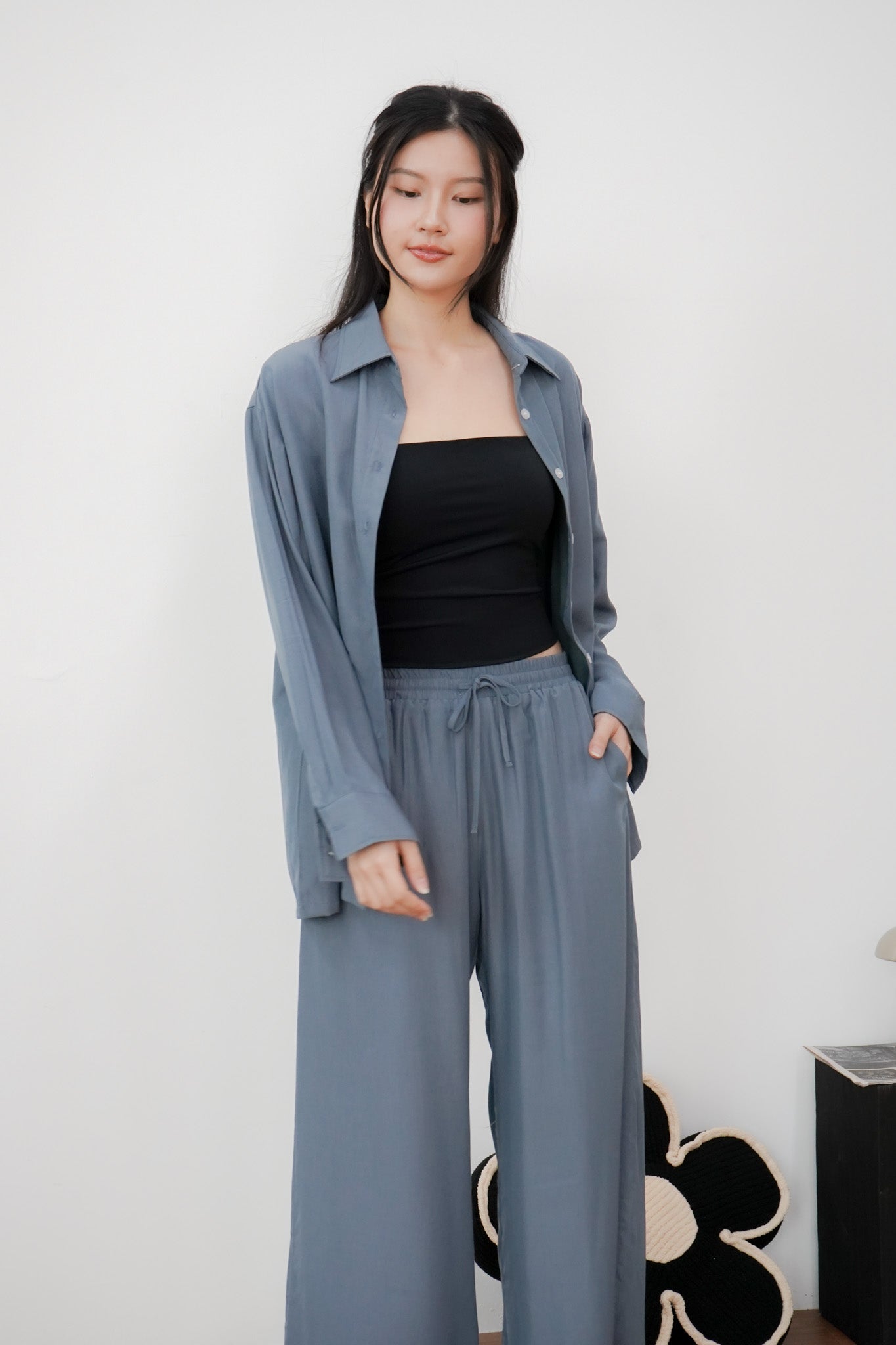 Junia Oversized Shirt (Gunmetal)