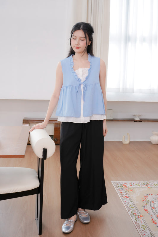 Matilda Ruffle Sleeveless top (non-detachable) (Sky blue)