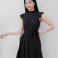 Sofia Flutter Ruffles Tiered Dress (Navy/ Black)