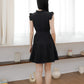 Sofia Flutter Ruffles Tiered Dress (Navy/ Black)