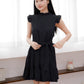 Sofia Flutter Ruffles Tiered Dress (Navy/ Black)