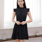 Sofia Flutter Ruffles Tiered Dress (Navy/ Black)