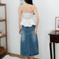 Arden Bubble Hem Ruched Tube Top (White)