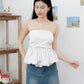 Arden Bubble Hem Ruched Tube Top (White)
