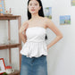 Arden Bubble Hem Ruched Tube Top (White)