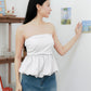 Arden Bubble Hem Ruched Tube Top (White)