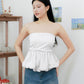 Arden Bubble Hem Ruched Tube Top (White)