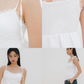 Lily Tie Shoulder Tiered Top (White)