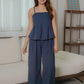 Harper sleeveless pleated babydoll top (Navy)