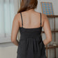 Harper sleeveless pleated babydoll top (Black)