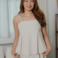 Harper sleeveless pleated babydoll top (Khaki)
