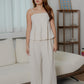 Harper sleeveless pleated babydoll top (Khaki)