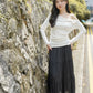Leah Linen Tiered Skirt (Black)