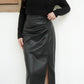 Emery Faux Leather Pencil Skirt (Black)