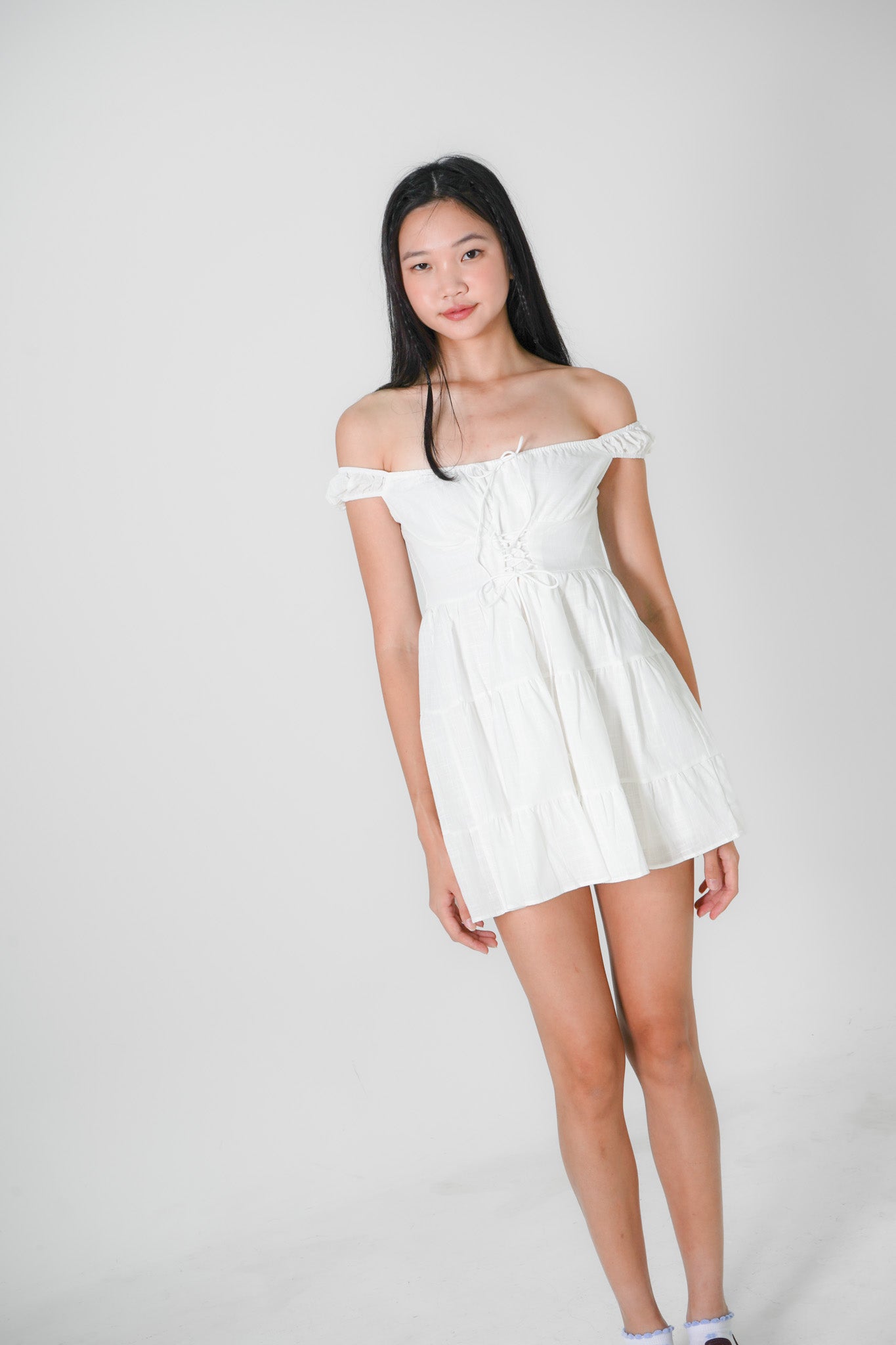 Tinsely White tie front mini dress