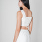 Lacie Sleeveless Crop Top (White)