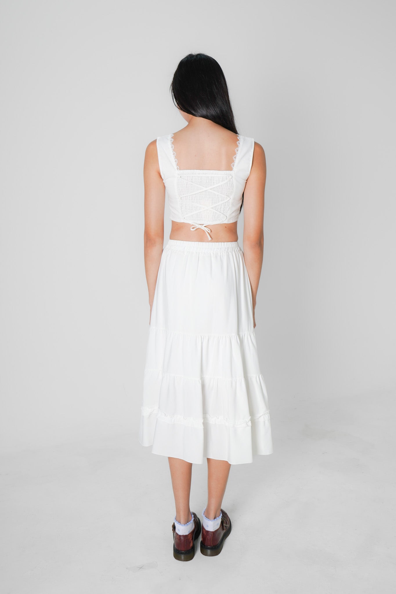 Lacie Sleeveless Crop Top (White)