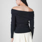 Austen Off Shoulder Knitted Top (Black)