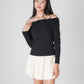 Austen Off Shoulder Knitted Top (Black)