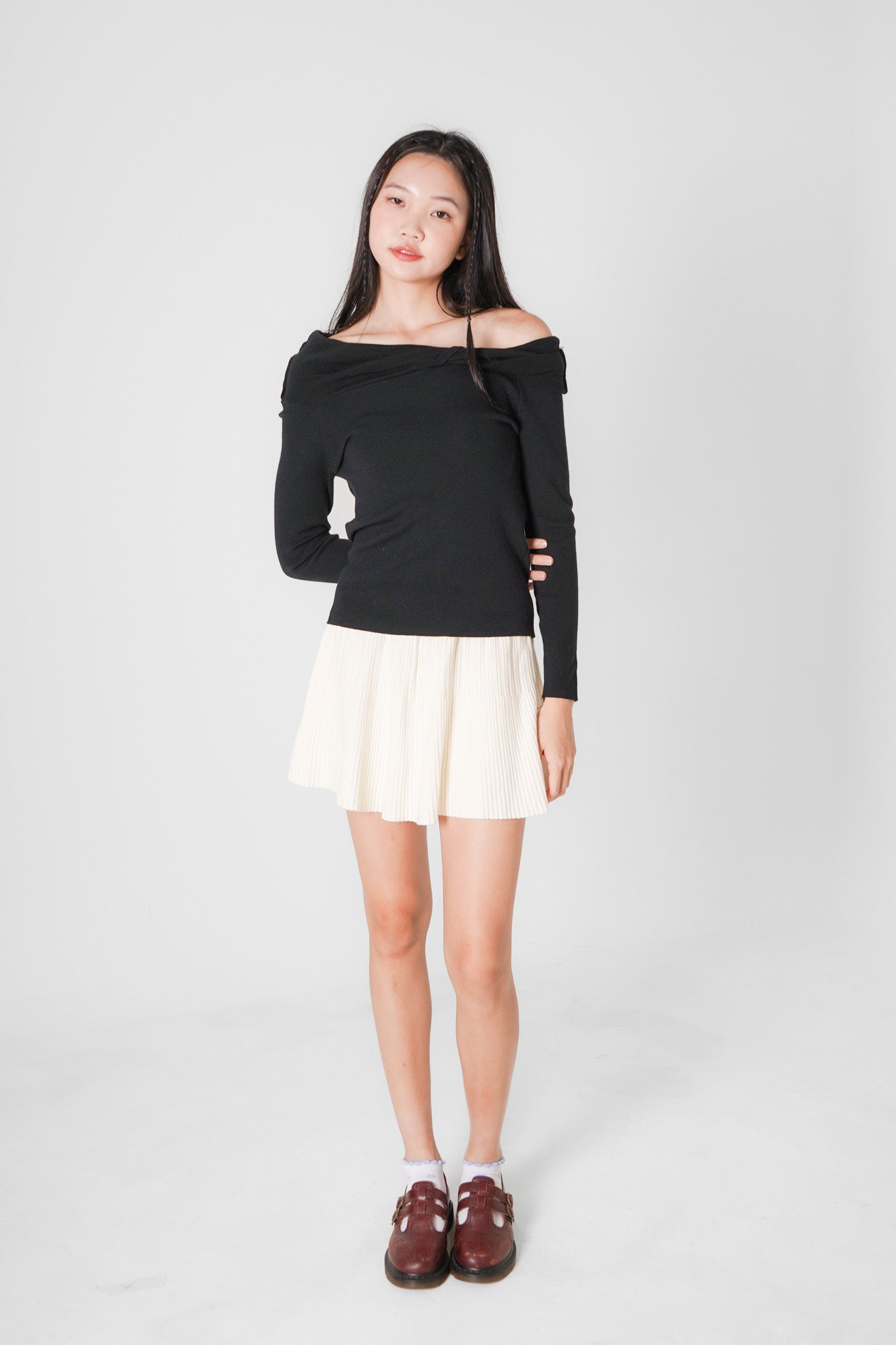 Gracie Pleated Mini Skirt (White)