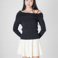 Austen Off Shoulder Knitted Top (Black)