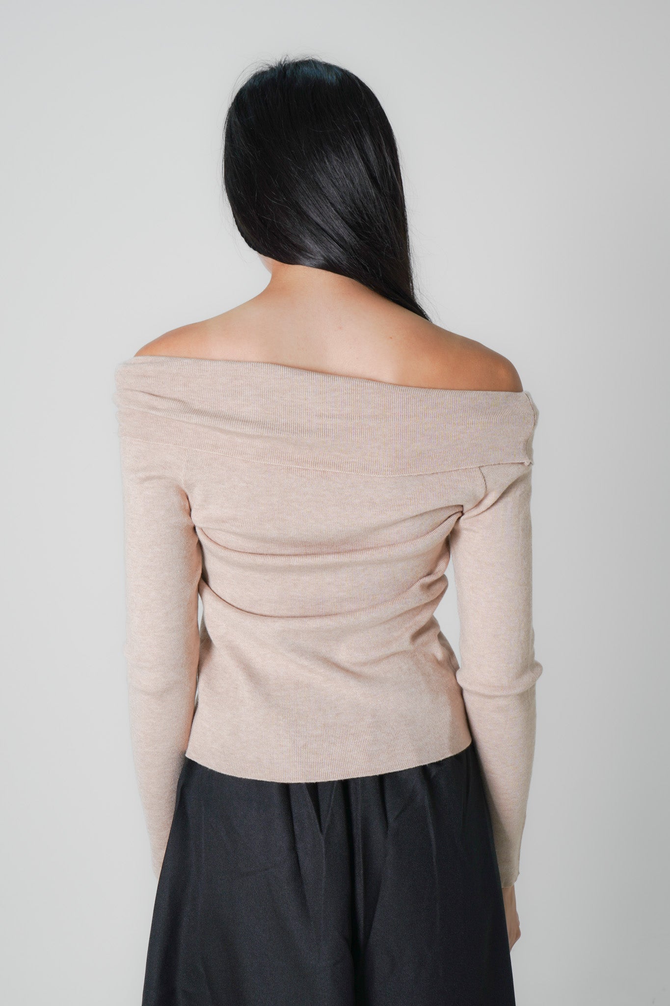 Austen Off Shoulder Knitted Top (Khaki)