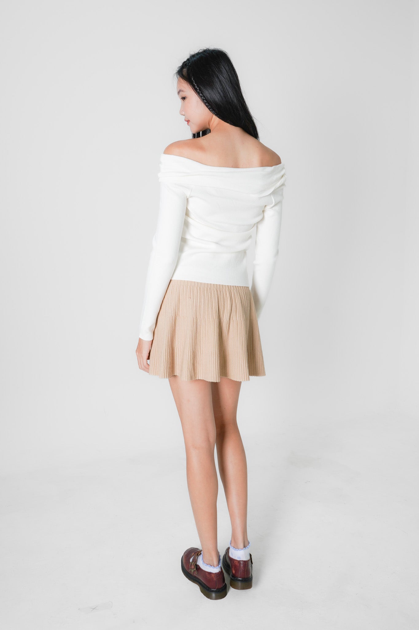 Gracie Pleated Mini Skirt (Khaki)