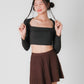 Gracie Pleated Mini Skirt (Mocha)