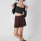 Gracie Pleated Mini Skirt (Mocha)