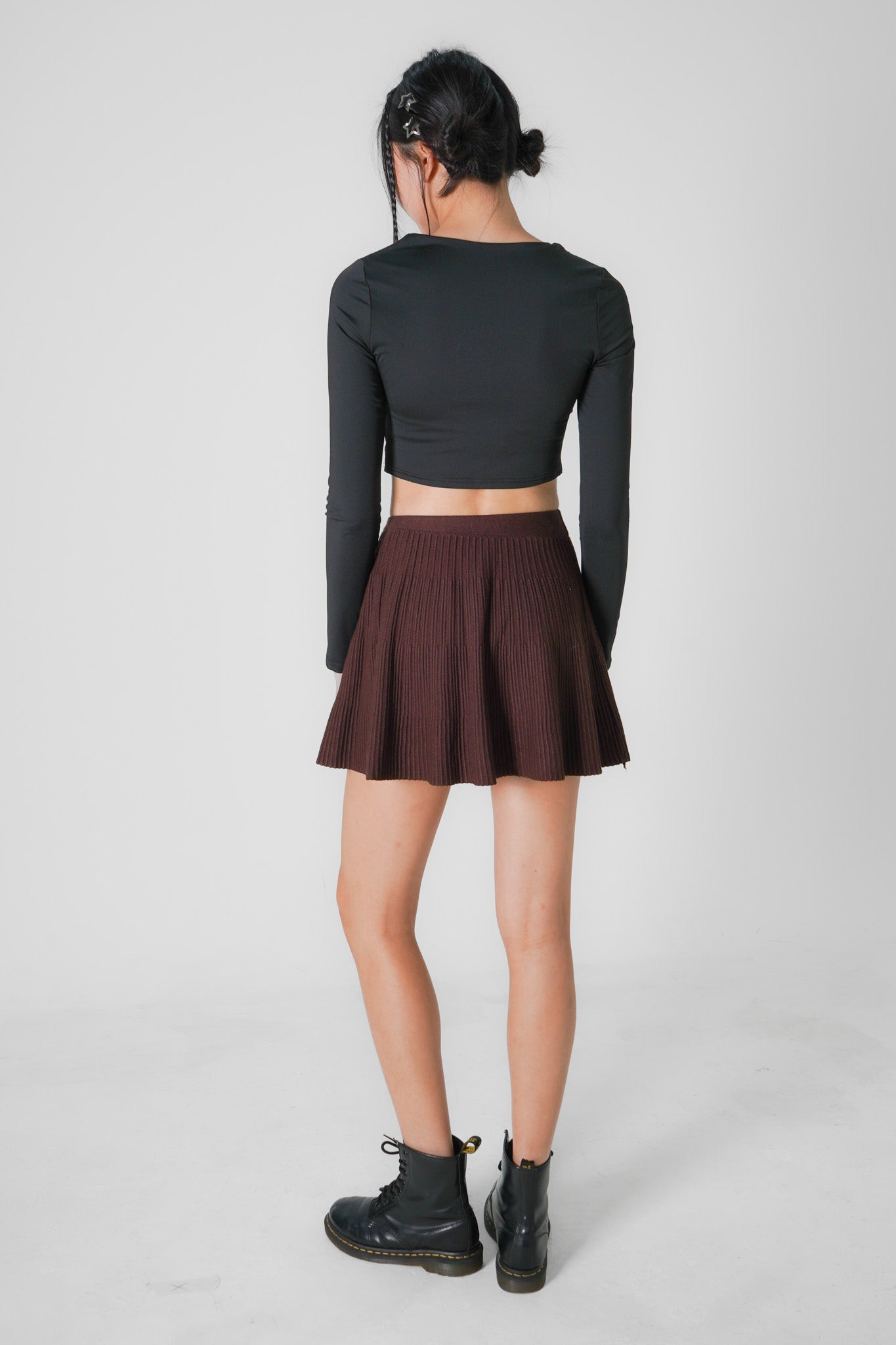 Gracie Pleated Mini Skirt (Mocha)