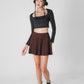 Gracie Pleated Mini Skirt (Mocha)