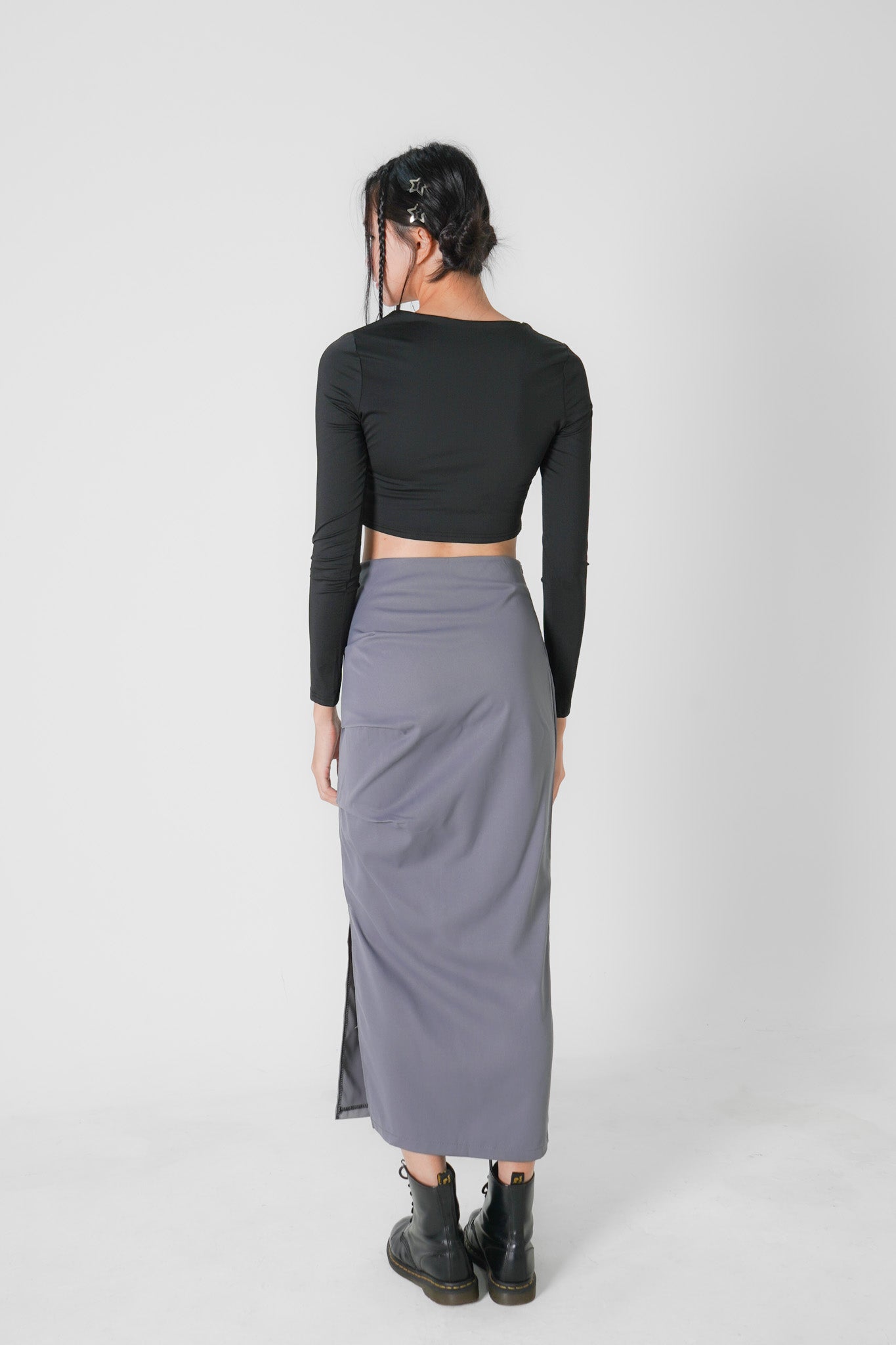 Shea long sleeve crop top (Black)