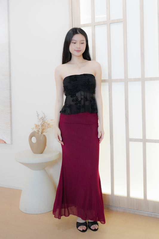 Ning Mesh Mermaid Skirt (Red)