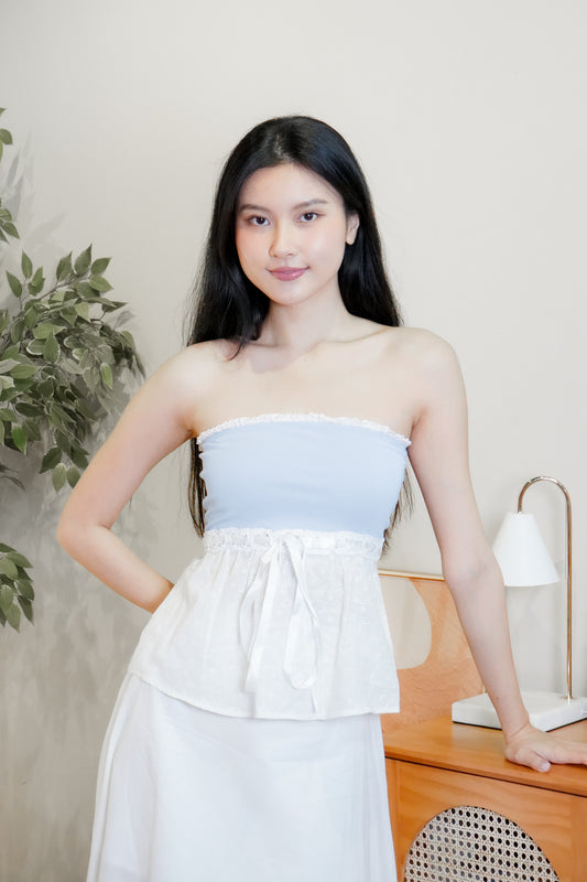 Demi Eyelet Lace Tube Top (Pastel Blue)