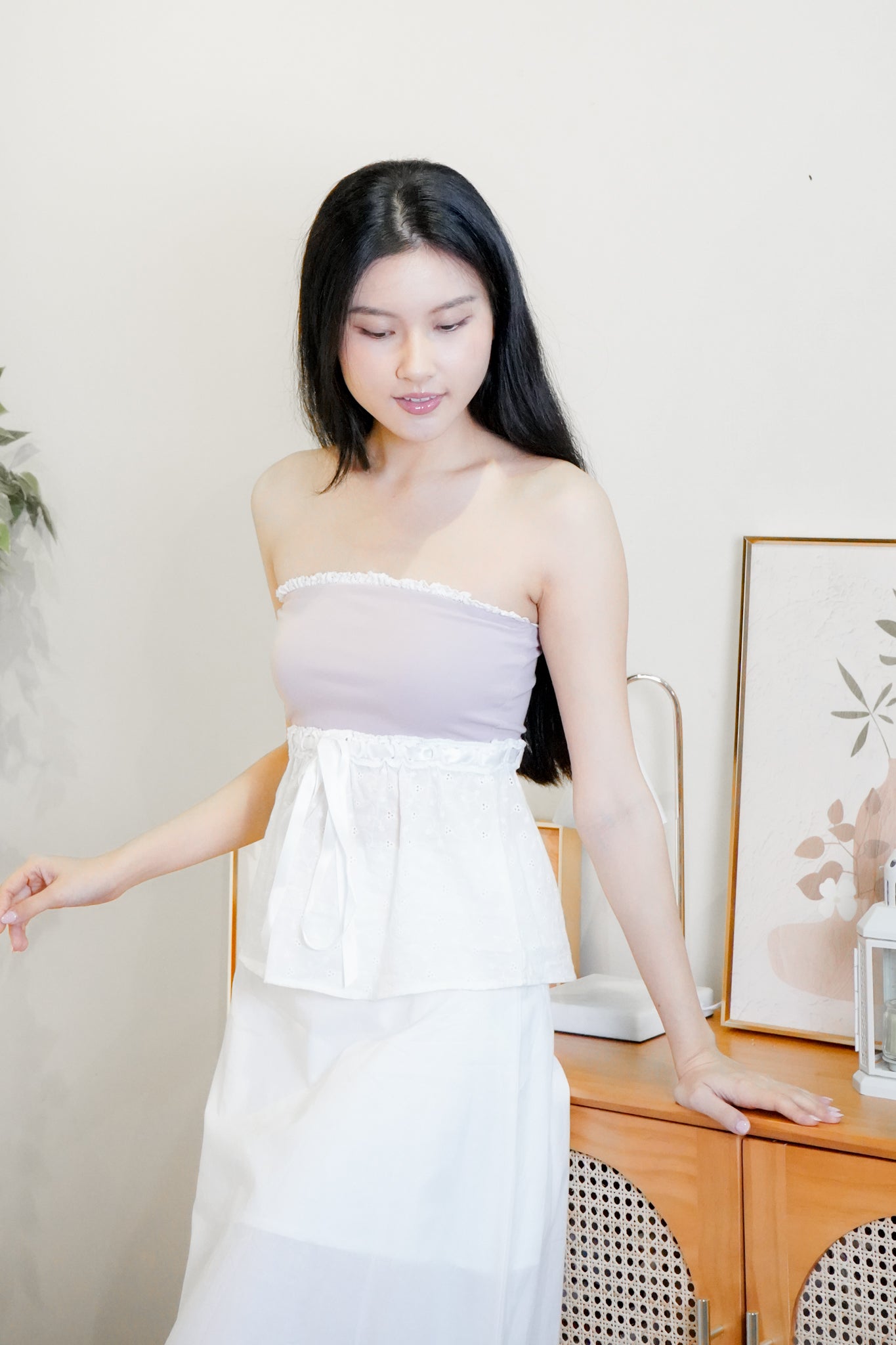 Demi Eyelet Lace Tube Top (Pastel Pink)