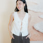 Mandy Sleeveless Tie Front Top (White Eyelet)