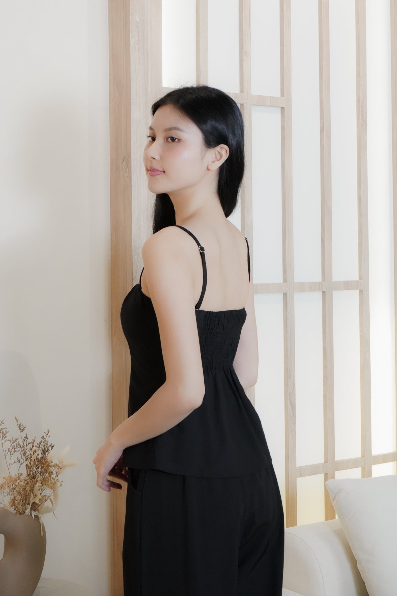 Zia Longline Top (with removable straps) (Black)