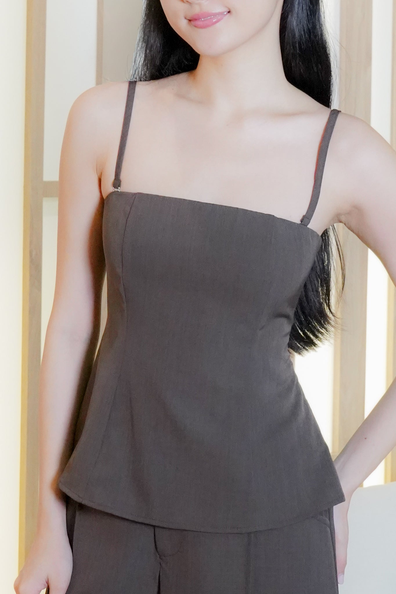 Zia Longline Top (with removable straps) (Brown)