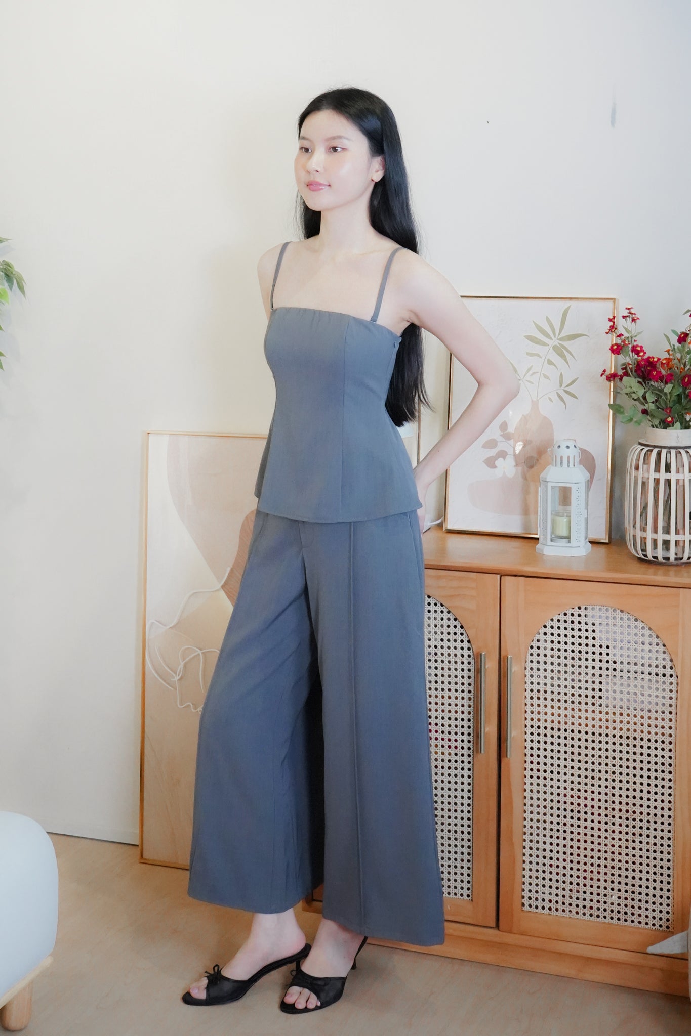 Zia Longline Top (with removable straps) (Grey)