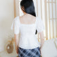 Aria Flutter Sweetheart Top (White Eyelet)