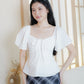 Aria Flutter Sweetheart Top (White Eyelet)