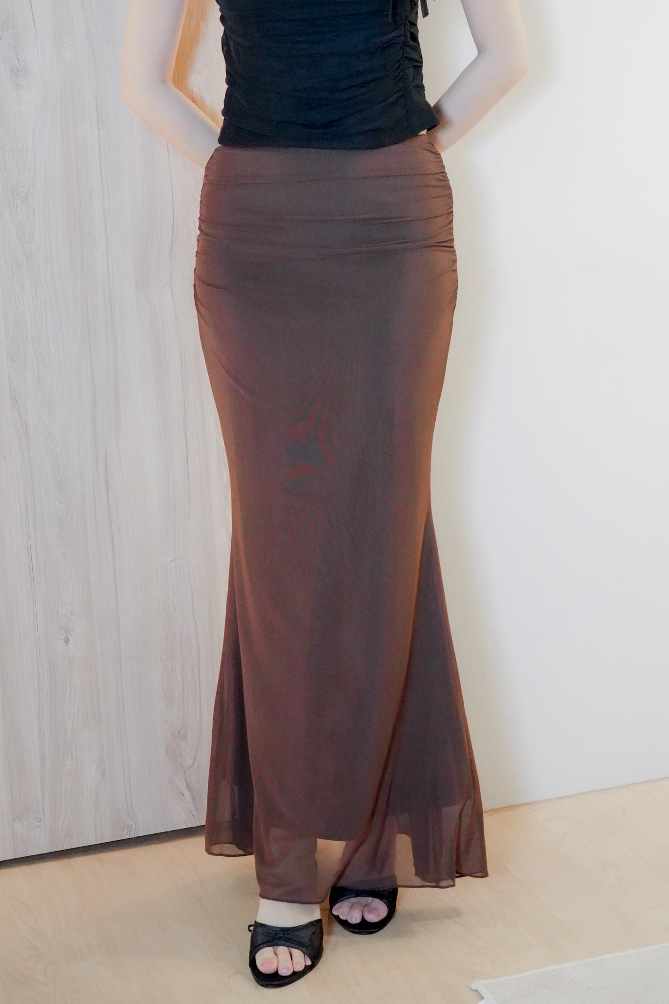 Ning Mesh Mermaid Skirt (Brown)