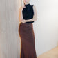Ning Mesh Mermaid Skirt (Brown)